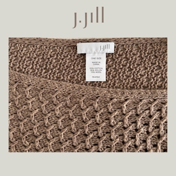 J. Jill Taupe Knit Asymmetrical Poncho - Picture 2 of 2